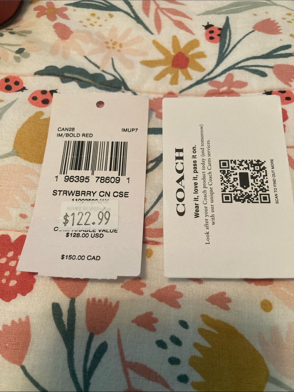 Coach Red Strawberry Coin Case with Green Top - Picture 3 of 8
